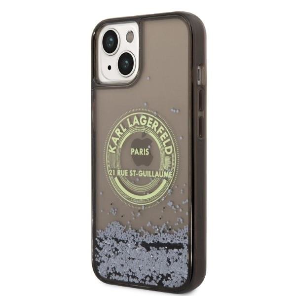 Karl Lagerfeld Liquid Glitter RSG vāciņš iPhone 14 Plus / 15 Plus - Melns (0)