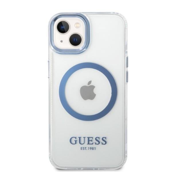 Apple iPhone 14 Plus 6.7'' Guess Metal Outline Magsafe Case Cover, Blue | Telefona Maciņš Vāks Apvalks Bampers (1)