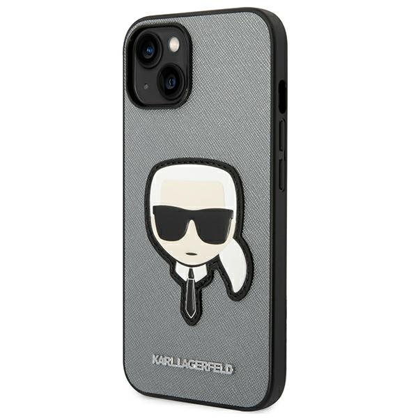 Apple iPhone 14 Plus 6.7" Karl Lagerfeld Saffiano Karl`s Head Patch Case Cover (KLHCP14MSAPKHG), Silver | Telefona... (0)