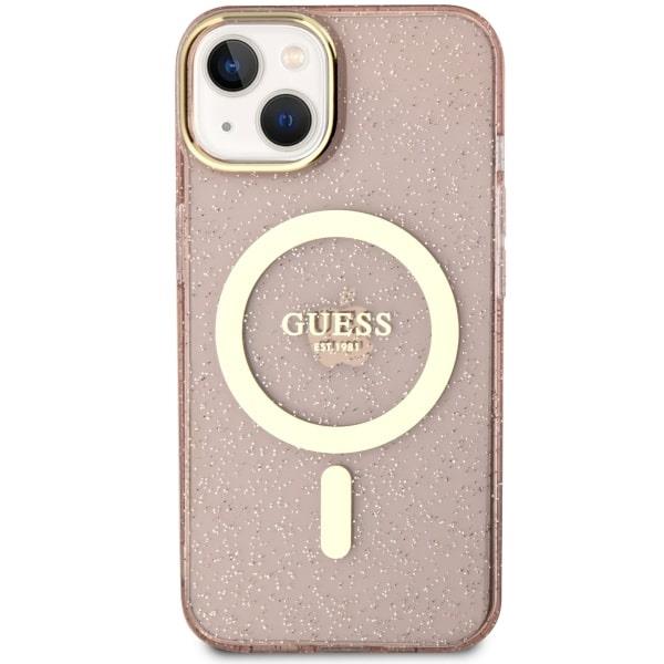Apple iPhone 14 Plus 6.7'' Guess Glitter Gold MagSafe Case Cover (GUHMP14MHCMCGP), Pink | Telefona Maciņš Vāks... (1)