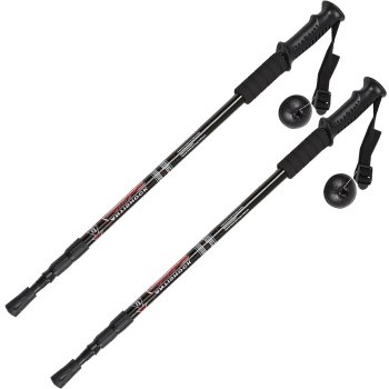 Skandināvu staigāšanas nūjošanas nūjas teleskopiskās ar antišoku 2gab, Melnas | Nordic Walking Trekking Hiking Sticks Poles Set Anti-Shock