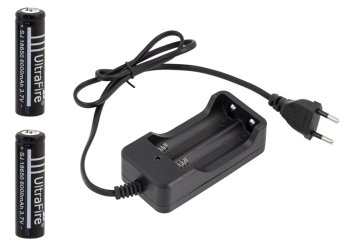 Bateriju akumulatoru 18650 lādētājs + 2 x baterijas 6000mAh | Charger + Batteries