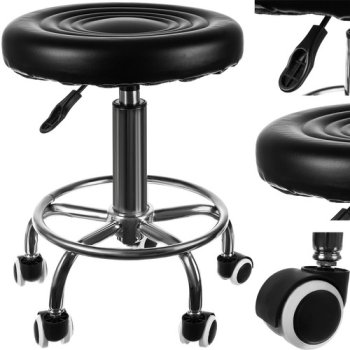 Regulējams Friziera Kosmetologa Skaistumkopšanas Meistara Krēsls Taburete, Melns | Hairdresser Chair Beauty Salon Spa Stool