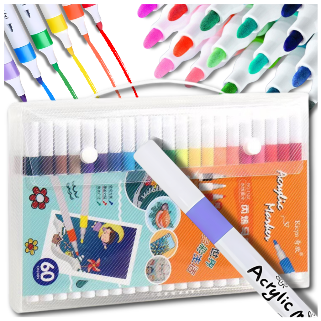 60 gab. komplekts, akrila marķieri dažādām virsmām | Acrylic Markers