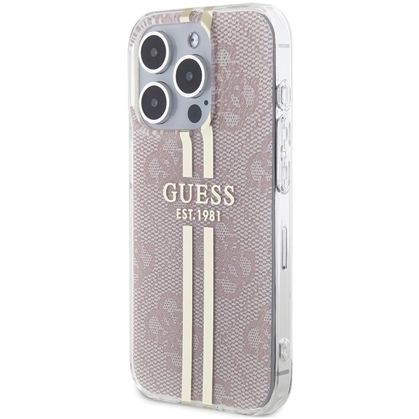 Guess IML 4G Gold Stripe korpuss iPhone 14 Pro Max - rozā krāsā | case for pink (0)