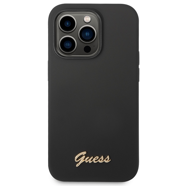 Guess GUHCP14XSLSMK iPhone 14 Pro Max 6,7\" melns/melns cietais korpuss silikona Vintage Gold Logo | 6.7\" black/black... (1)