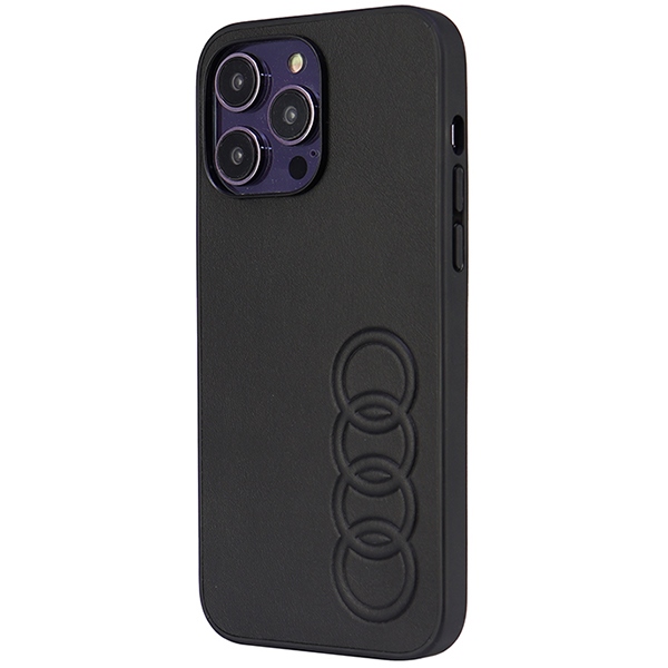 Audi Sintētiskās Ādas iPhone 14 Pro Max 6.7" Melns/Melns Cietais Maciņš | Synthetic Leather Black/Black Hardcase... (1)