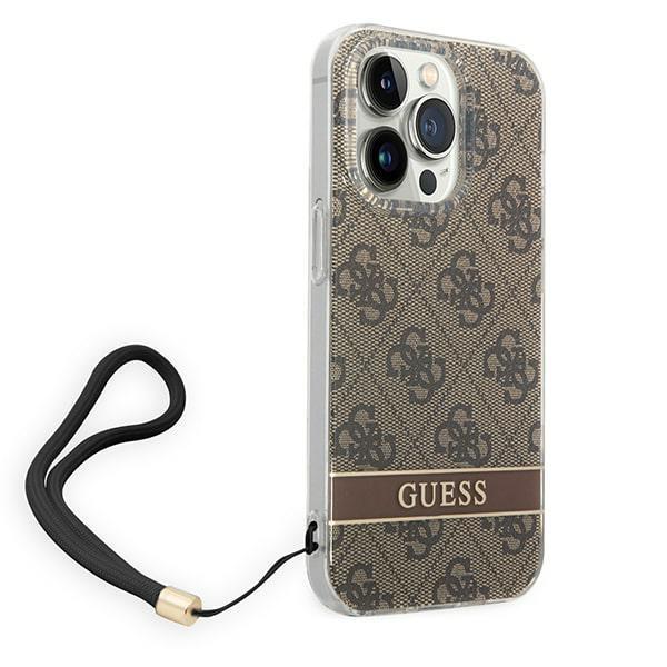 Apple iPhone 14 Pro Max 6.7'' Guess 4G Print Strap Case Cover (GUOHCP14XH4STW), Brown | Telefona Maciņš Vāks Apvalks... (1)