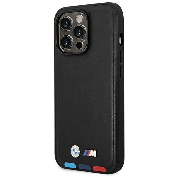 BMW iPhone 14 Pro Max maciņš Leather Stamp Tricolor MagSafe Melns (0)