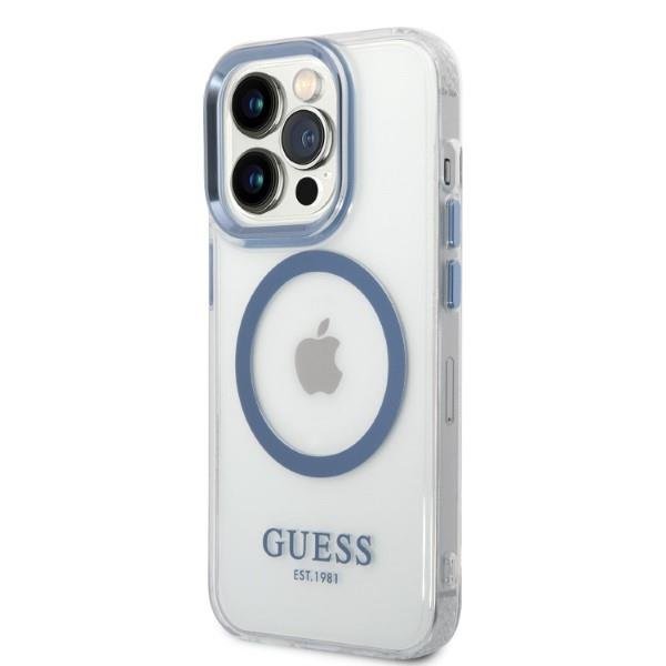 Apple iPhone 14 Pro Max 6.7'' Guess Metal Outline Magsafe Case Cover (GUHMP14XHTRMB), Blue | Telefona Maciņš Vāks... (0)