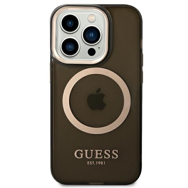 Apple iPhone 14 Pro Max 6.7'' Guess Gold Outline Translucent MagSafe Case Cover (GUHMP14XHTCMK), Black | Telefona... (1)