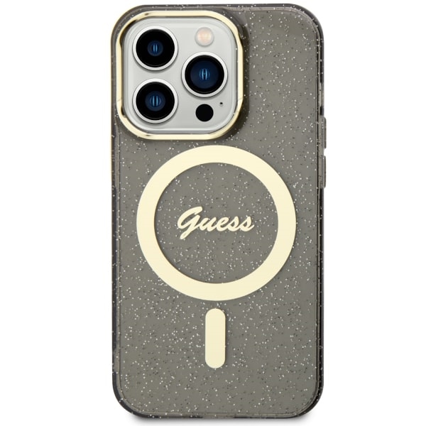 Apple iPhone 14 Pro Max 6.7'' Guess Glitter Gold MagSafe Case Cover (GUHMP14XHCMCGK), Black | Telefona Maciņš Vāks... (1)