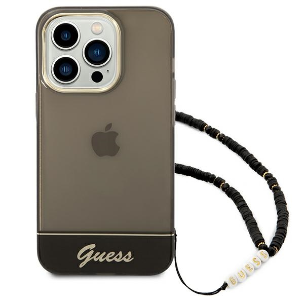 Apple iPhone 14 Pro 6.1'' Guess Translucent Pearl Strap Case Cover (GUHCP14LHGCOHK), Black | Telefona Maciņš Vāks... (0)