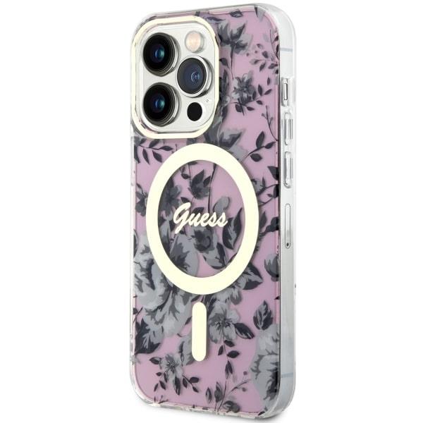 Apple iPhone 14 Pro 6.1'' Guess Flower MagSafe Case Cover (GUHMP14LHCFWSP), Pink | Telefona Maciņš Vāks Apvalks... (0)