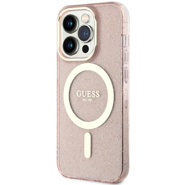 Apple iPhone 14 Pro 6.1'' Guess Glitter Gold MagSafe Case Cover (GUHMP14LHCMCGP), Pink | Telefona Maciņš Vāks... (0)