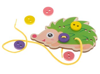 Mācību komplekts pogas šūšanai, zaļš ezītis| An educational set for sewing