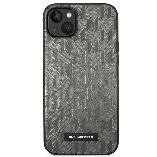 Apple iPhone 14 6.1'' Karl Lagerfeld Saffiano Mono Metal Logo Case Cover (KLHCP14SSAKLHPG), Gray | Telefona Maciņš... (1)