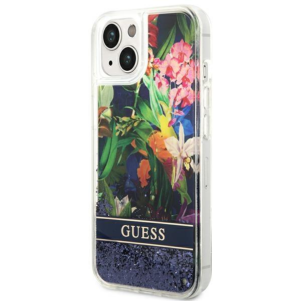 Apple iPhone 14 6.1'' Guess Flower Liquid Glitter Case Cover (GUHCP14SLFLSB), Blue | Telefona Maciņš Vāks Apvalks... (0)