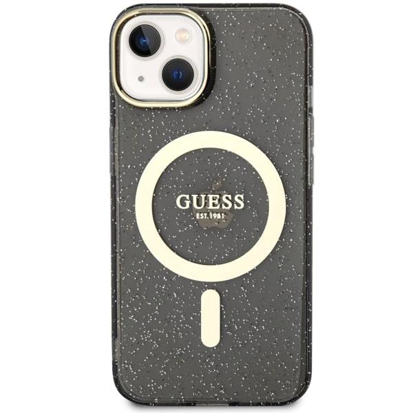 Apple iPhone 14 6.1'' Guess Glitter Gold MagSafe Case Cover, Black | Telefona Maciņš Vāks Apvalks Bampers (1)