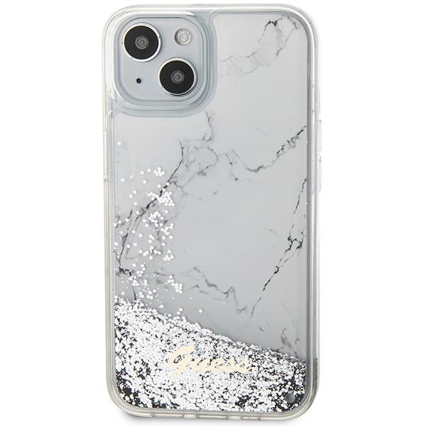 Apple iPhone 14 6.1'' Guess Liquid Glitter Marble Case Cover, White | Telefona Maciņš Vāks Apvalks Bampers (1)