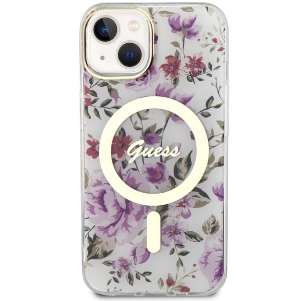 Apple iPhone 14 6.1'' Guess Flower MagSafe Case Cover, Transparent | Telefona Maciņš Vāks Apvalks Bampers (1)