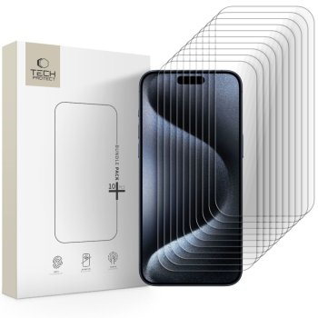 Tech-Protect rūdītā stikla komplekts 10 gab. iPhone 15 Pro Max | Tempered Glass Screen Protector