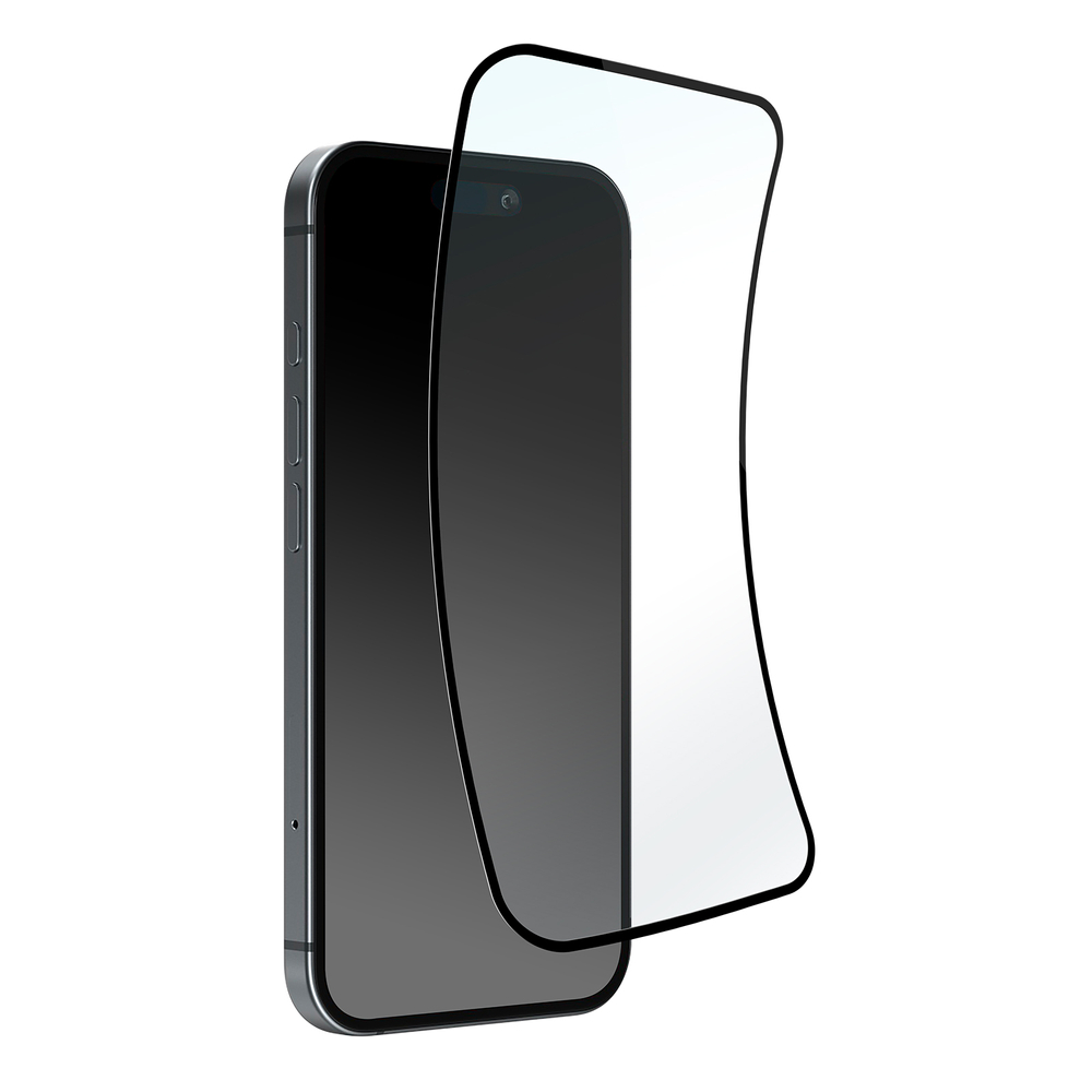 Puro Flexible Glass D3O hibrīds stikls ar melnu rāmi iPhone 16 Plus / 15 Pro Max | Hybrid with Black Frame for
