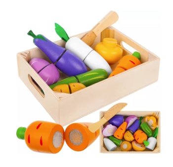Bērnu Rotaļu Koka Griežamie Dārzeņi Komplekts ar Kasti Z23543 | Wooden Cutting Vegetables Set