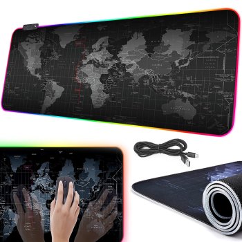 LED Apgaismots Spēļu Datorgalda Klaviatūras Paklājs Peles Paliktnis XXL, 80x30cm | Computer Table Carpet Mat Mouse Pad