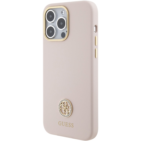 Apple iPhone 15 Pro Max 6.7'' Guess Silicone Logo Strass 4G Case Cover, Pink | Telefona Maciņš Vāks Apvalks Bampers (0)