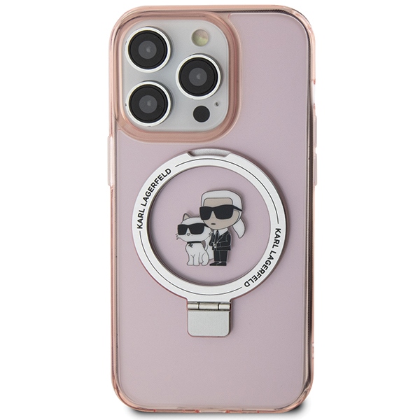 Apple iPhone 15 Pro Max 6.7" Karl Lagerfeld Ring Stand Karl&Choupette MagSafe Case Cover (KLHMP15XHMRSKCP), Pink |... (1)