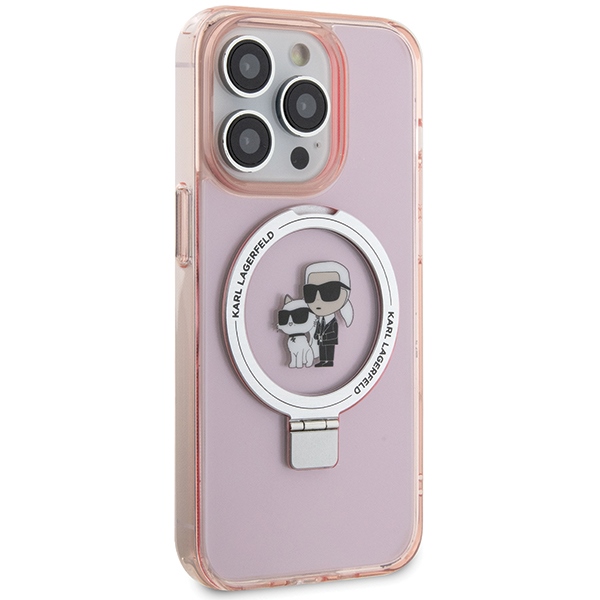 Apple iPhone 15 Pro Max 6.7" Karl Lagerfeld Ring Stand Karl&Choupette MagSafe Case Cover (KLHMP15XHMRSKCP), Pink |... (2)