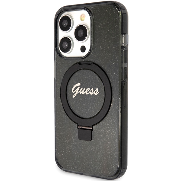 Guess Ring Stand Script Glitter MagSafe apvalks iPhone 15 Pro Max - melns | case for black (0)