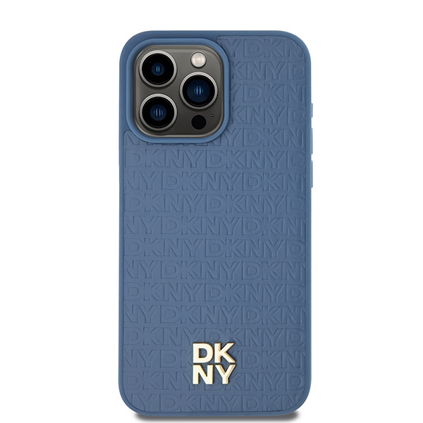 Apple iPhone 15 Pro Max 6.7'' DKNY Leather Monogram Pattern Metal Logo MagSafe Case Cover, Blue | Telefona Vāciņš... (1)