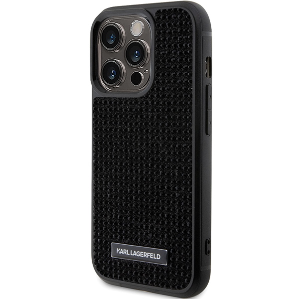 Apple iPhone 15 Pro Max 6.7" Karl Lagerfeld Rhinestone Logo Metal Plate Case Cover, Black | Telefona Maciņš Vāks... (0)