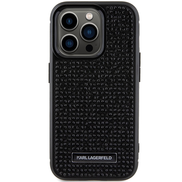 Apple iPhone 15 Pro Max 6.7" Karl Lagerfeld Rhinestone Logo Metal Plate Case Cover, Black | Telefona Maciņš Vāks... (1)