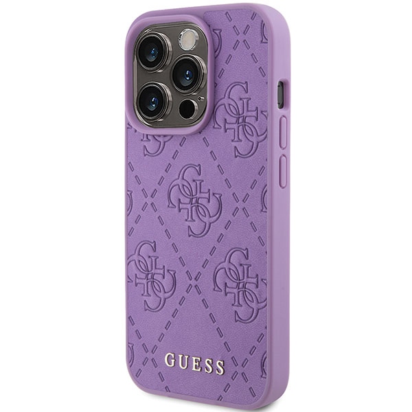 Guess Ādas futrālis iPhone 15 Pro Max ar 4G štancējumu - violets | Leather Stamped case for purple (0)