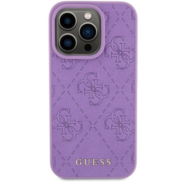 Guess Ādas futrālis iPhone 15 Pro Max ar 4G štancējumu - violets | Leather Stamped case for purple (1)