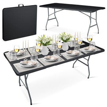 Plonos saliekamais dārza galds 180 cm, melns - izturīgs un stilīgs āra mēbele