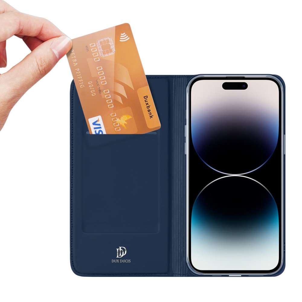 Apple iPhone 15 Pro 6.1'' DUX DUCIS Skin Pro Cell Phone Book Case Cover, Blue | Telefona Vāciņš Maciņš Apvalks... (2)