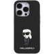 Apple iPhone 15 Pro 6.1\" Karl Lagerfeld Fixed Glitter Choupette Logo Metal Pin Case Cover, Black | Telefona Maciņš...