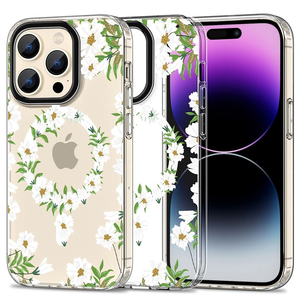 Apple iPhone 15 Pro 6.1'' Tech-Protect MagMood MagSafe Case Cover, White Daisies | Telefona Vāciņš Maciņš Apvalks...