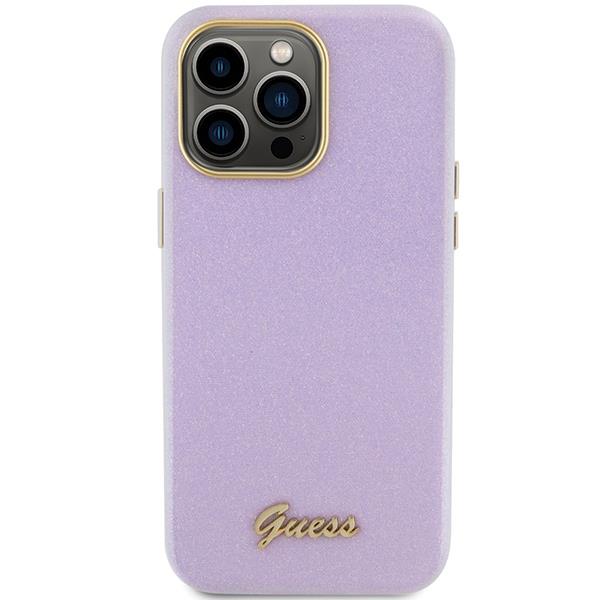 Apple iPhone 15 Pro 6.1'' Guess Glitter Glossy Script Case Cover, Purple | Telefona Maciņš Vāks Apvalks Bampers (1)