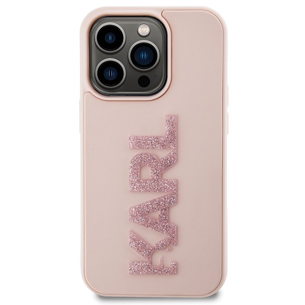 Apple iPhone 15 Pro 6.1'' Karl Lagerfeld 3D Rubber Glitter Logo Cover Case, Pink | Telefona Vāciņš Maciņš Apvalks... (1)