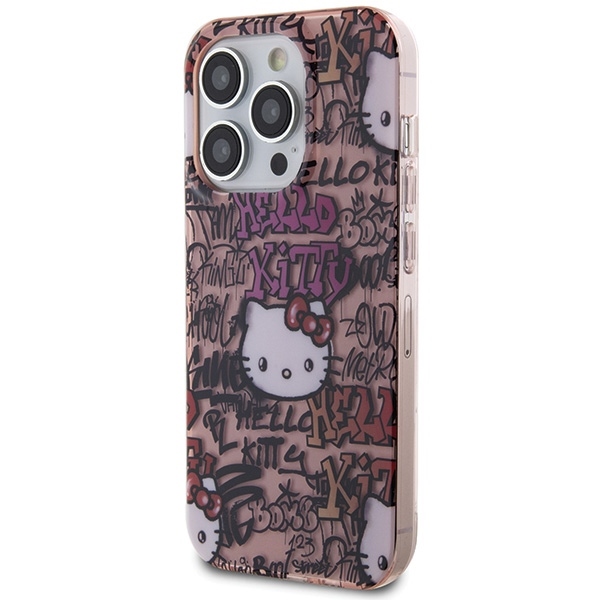 Apple iPhone 15 Pro 6.1'' Hello Kitty IML Tags Graffiti Cover Case, Pink | Telefona Maciņš Vāciņš Apvalks Bampers (0)