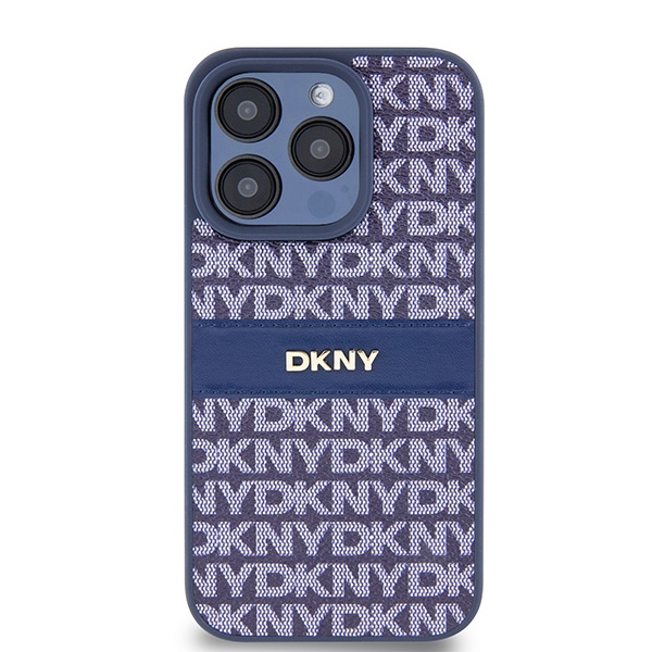 Apple iPhone 15 Pro 6.1'' DKNY Leather Mono Stripe Metal Logo Case Cover, Blue | Telefona Vāciņš Maciņš Maks... (1)