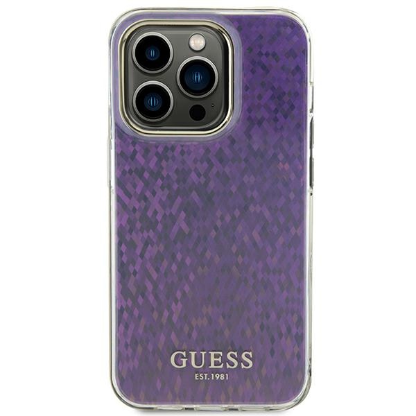 Apple iPhone 15 Pro 6.1'' Guess IML Faceted Mirror Disco Iridescent Case Cover (GUHCP15LHDECMP), Pink | Telefona... (1)