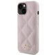 Guess stepēts metāla logo korpuss iPhone 15 - rozā krāsā | Quilted Metal case for pink