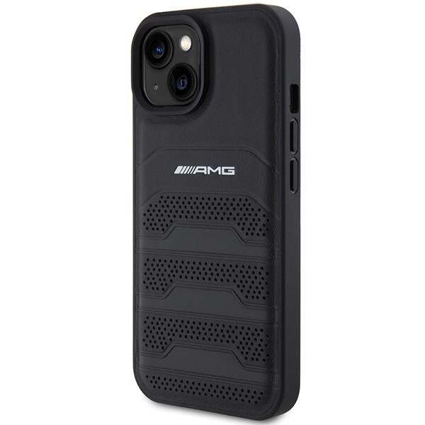 Apple iPhone 15 6.1'' AMG Leather Debossed Lines Case Cover, Black | Telefona Maciņš Vāks Apvalks Bampers (0)