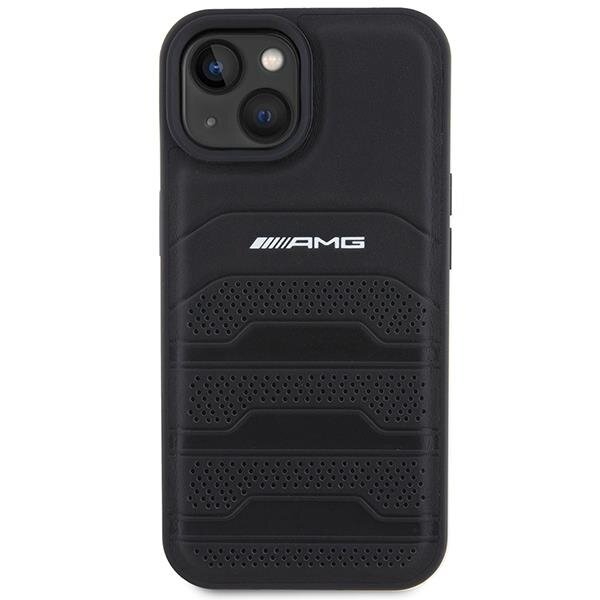 Apple iPhone 15 6.1'' AMG Leather Debossed Lines Case Cover, Black | Telefona Maciņš Vāks Apvalks Bampers (1)